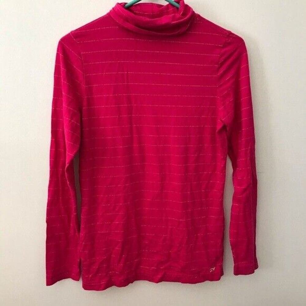 Vineyard Vines Pink Stripe Turtleneck Long Sleeve Womens Size Small